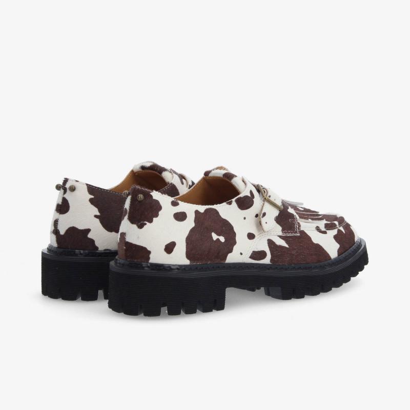 MYSEN PLT BUCKLE W - PONY COW - BLANC/MARRON